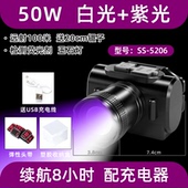 紫光头戴灯 白光照蝎子充电强光便携户外多功能知了猴手电筒超亮