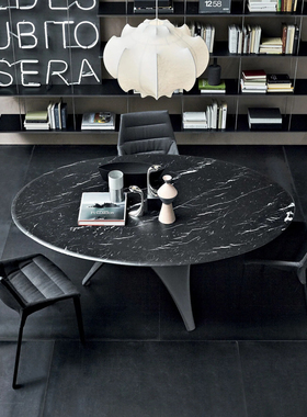 现货】8折意大利 ARC Molteni C 1.5m 圆形大理石餐桌 简约意式