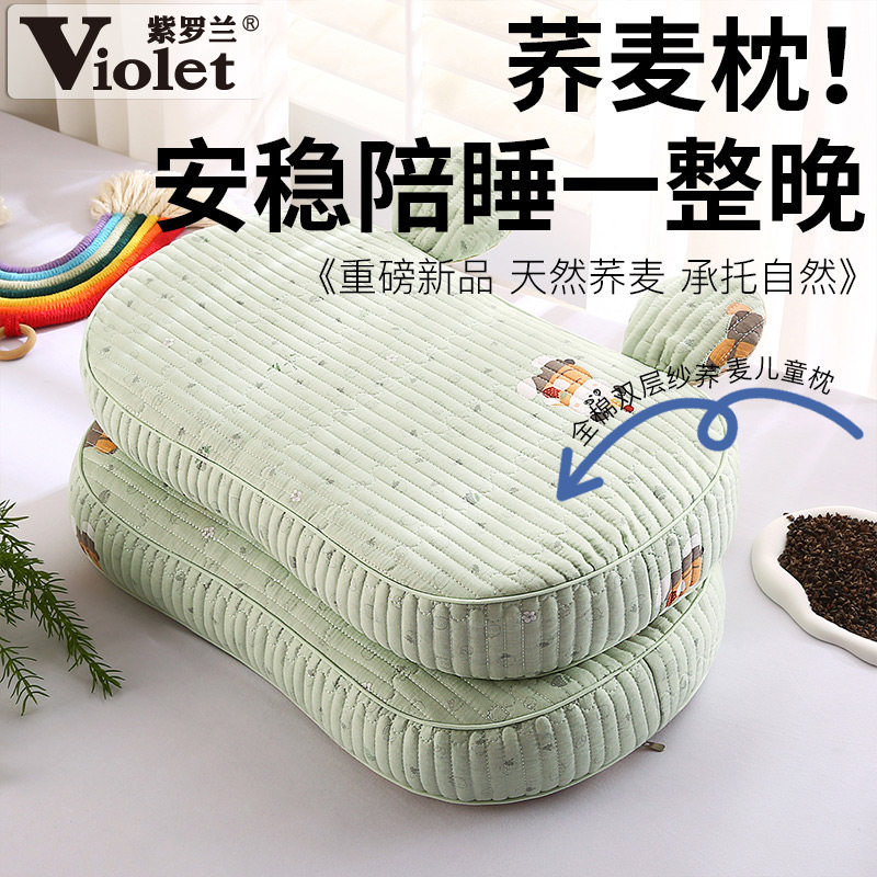 紫罗兰米奇耳朵全棉双层纱枕头枕芯可拆洗可替换内胆荞麦壳枕头芯