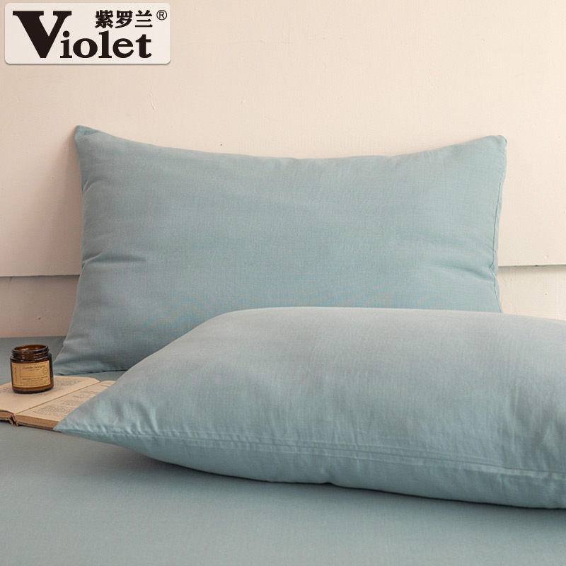 紫罗兰A类全棉双层纱素色简约单枕套纯棉枕头套枕芯套纯棉枕头套