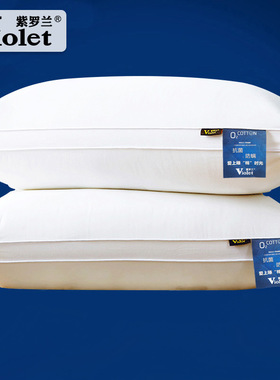 一对装紫罗兰全棉羽丝绒可水洗枕头枕芯夏护颈椎助睡眠酒店家用