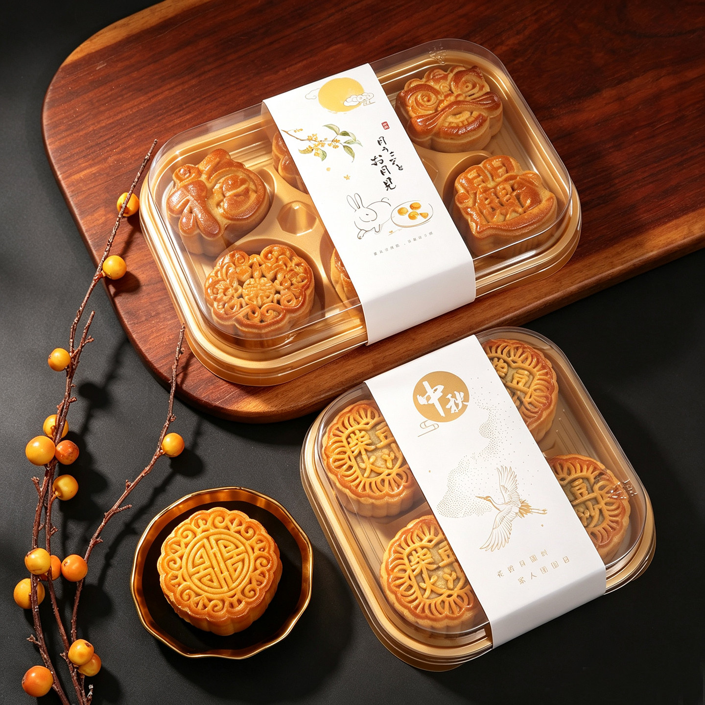 中秋6粒吸塑盒广式月饼包装盒4粒手工中式糕点心烘焙打包盒厚PET