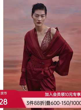 爱慕·CHUANG睡衣女雅部含真丝印花中袖开襟上衣CA810311