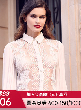 LACLOVER兰卡文桑蚕丝蕾丝衬衫透视外搭性感LC81SD1