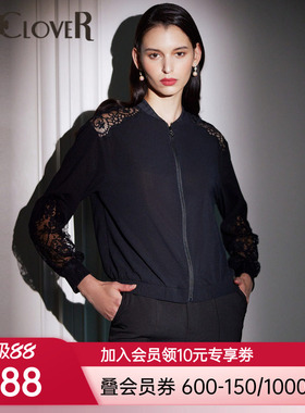 【新品】LACLOVER兰卡文蕾丝轻时装拉链长袖上衣可外穿LC81UE4