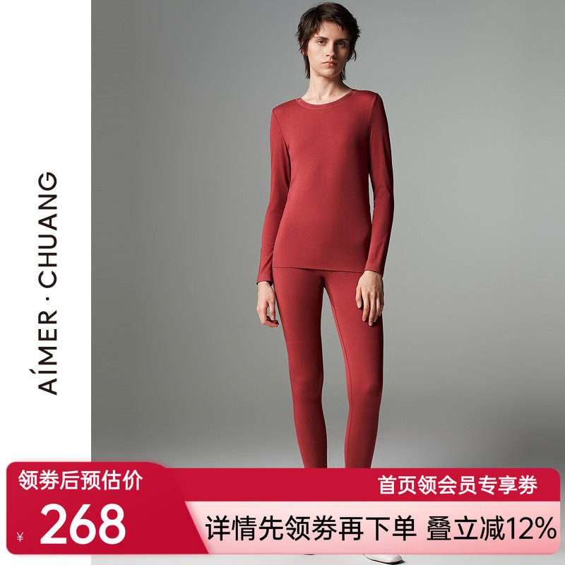 【奶皮衣】爱慕·CHUANG保暖内衣女秋冬红圆领/小高领上衣/保暖裤
