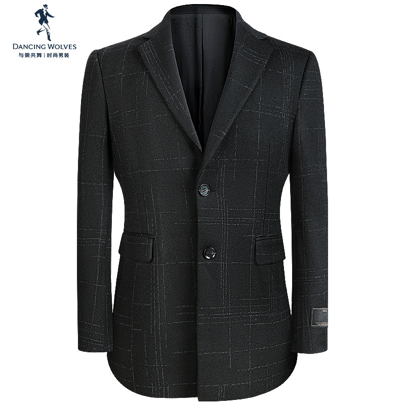 【羊毛呢】与狼共舞西装男2023秋冬新款商务休闲正装上班百搭外套