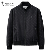 绣标时尚 新款 与狼共舞棒球领夹克男2026春季 休闲外套 老花满印