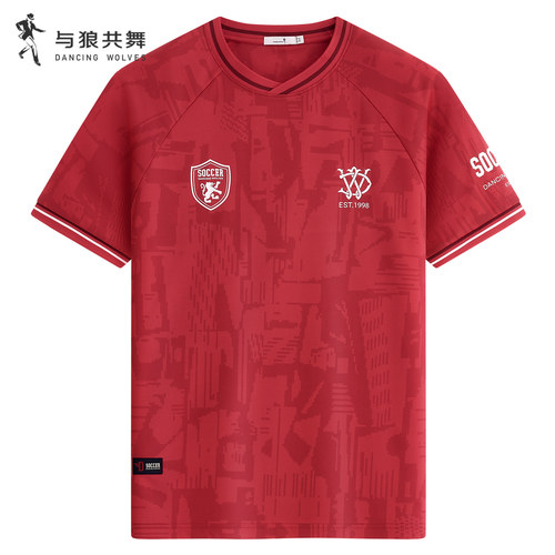 【球迷系列】与狼共舞短袖T恤男2026夏季款定制徽章足球运动短t