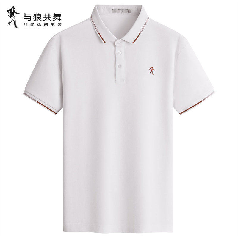【全棉亲肤】与狼共舞短袖翻领T恤男2026夏季新款舒适透气polo衫 - 实物图