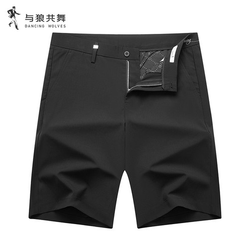 【四面弹】与狼共舞休闲短裤男2026夏季新款亲肤透气刺绣五分裤
