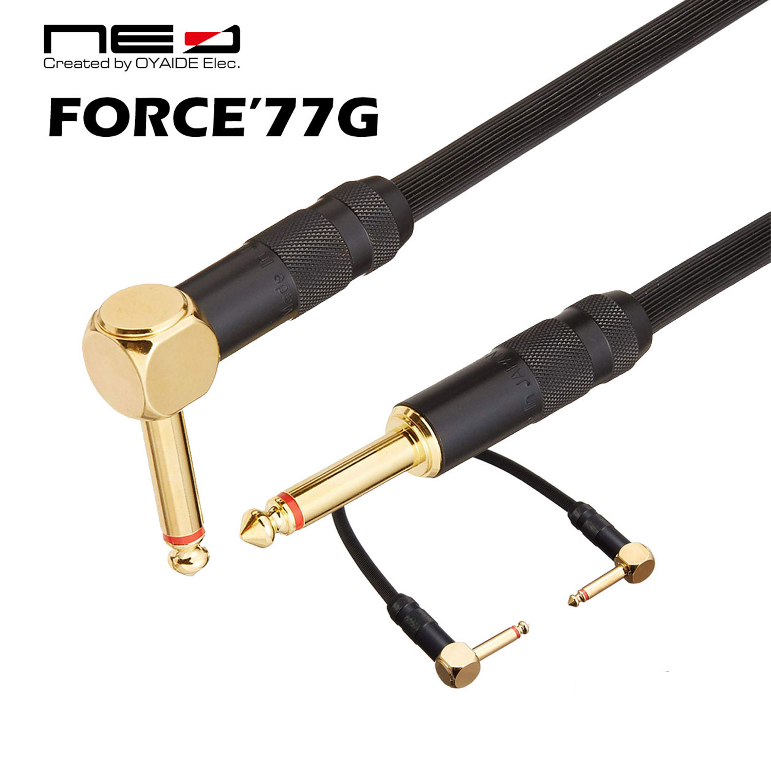 Oyaide欧亚德Neo FORCE77G 吉他贝司乐器音频线TS大二芯L头日本产