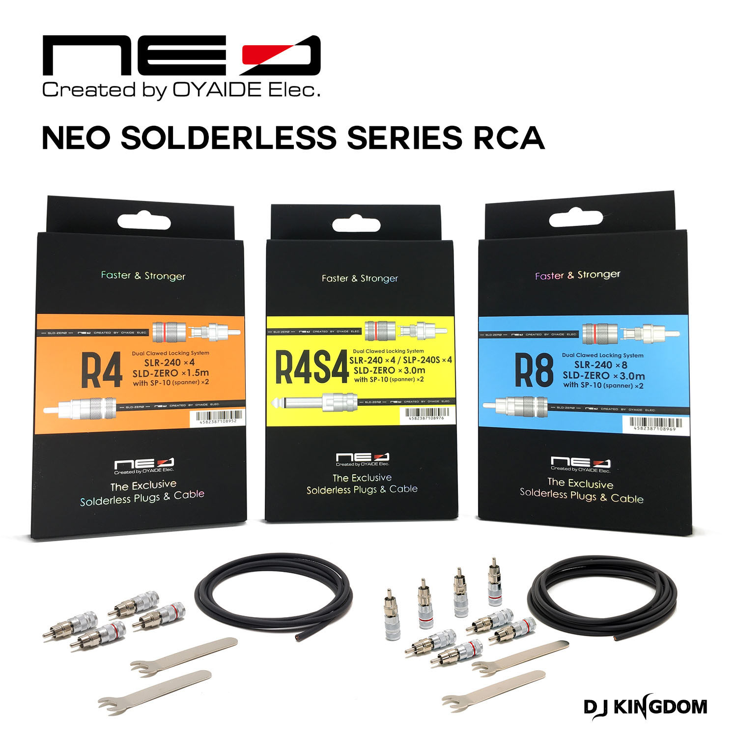 Oyaide 欧亚德 NEO SOLDERLESS 专业免焊音频线 R4 R8莲花大两芯