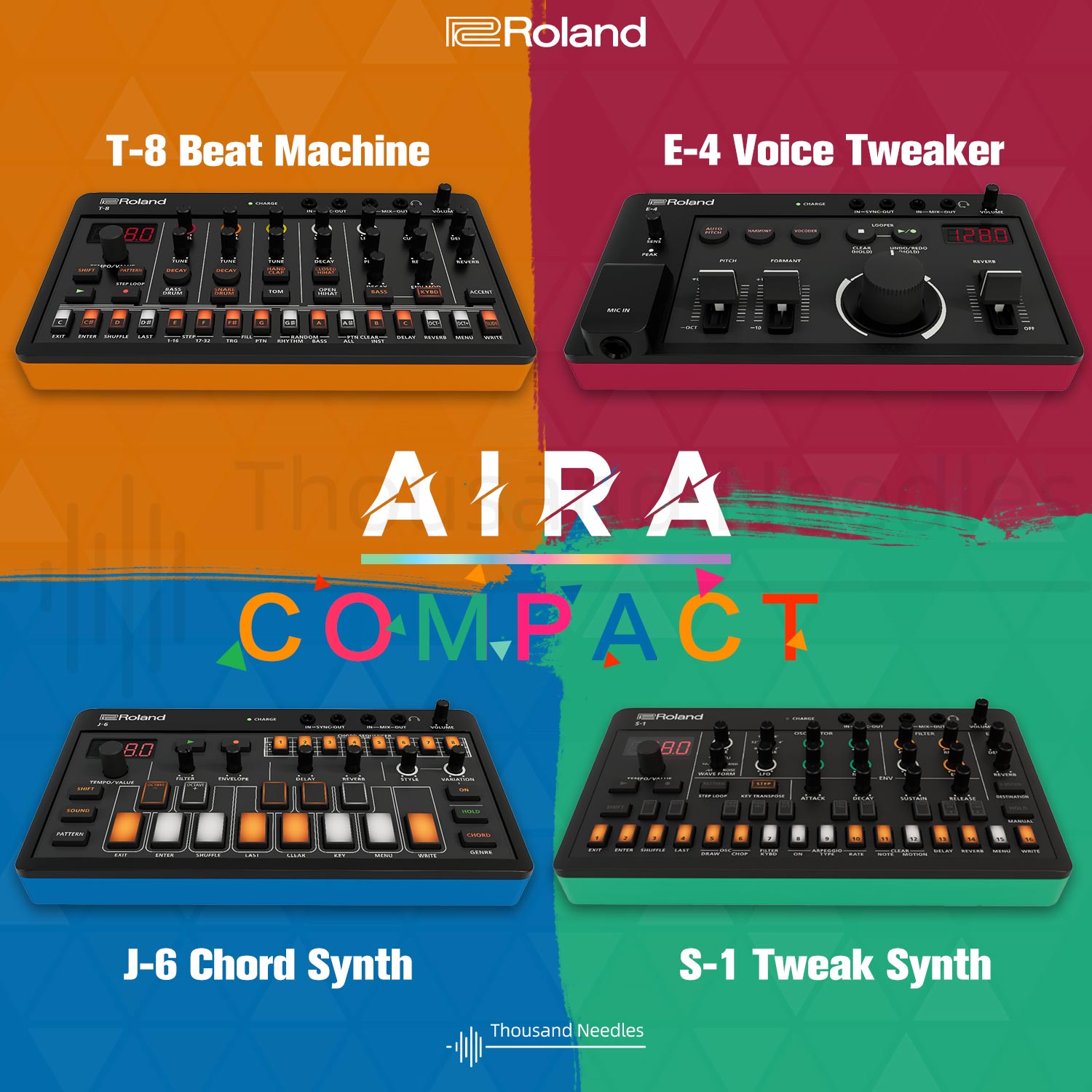 Roland/罗兰Compact E-4人声效果器J-6和弦合成器T-8