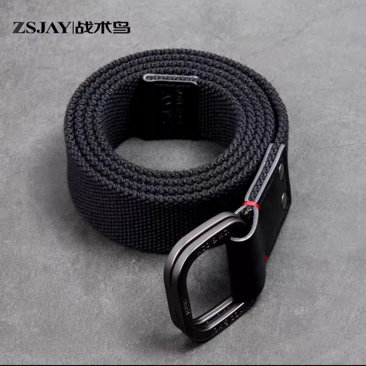 精致工艺双环扣帆布腰带男士裤带黑色潮酷优雅气质青年布皮带