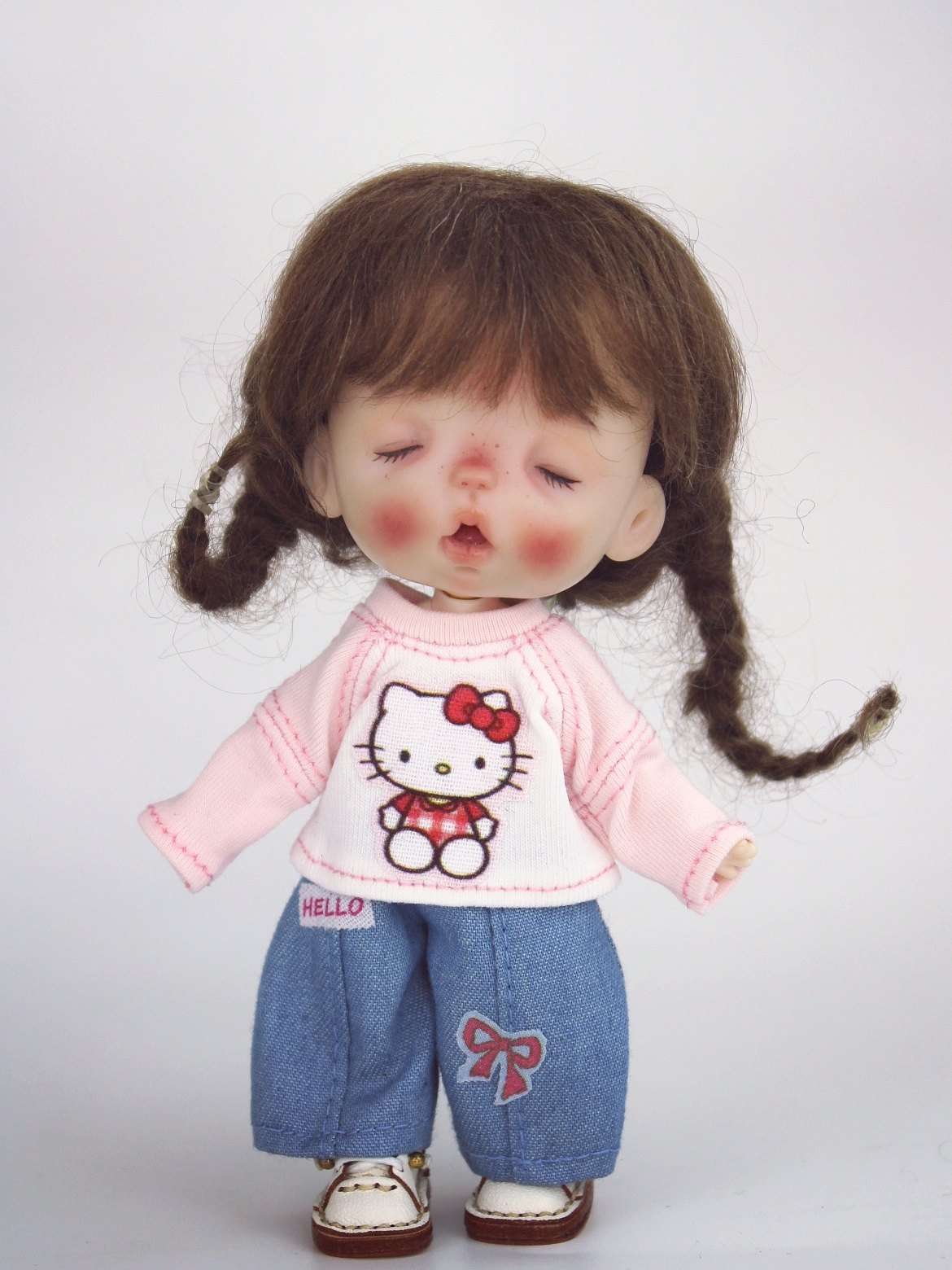 ob11/gsc娃衣 动物卡通T恤牛仔裤弯刀裤套装 YMY胖梨体灯笼体娃衣