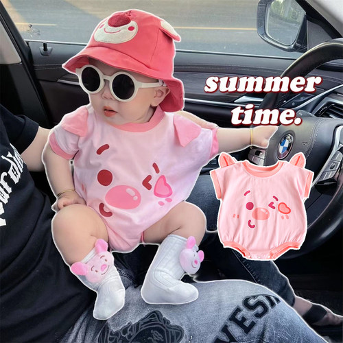 小果粒三角爬服纯棉夏季