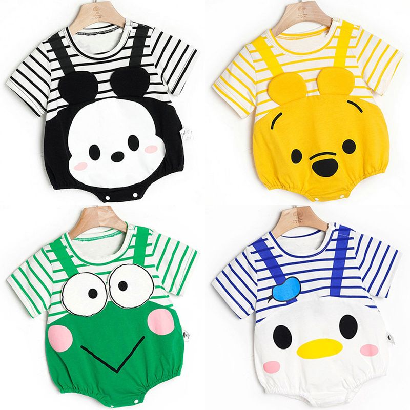 小果粒套头三角爬服纯棉夏款