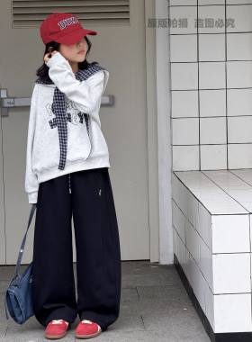 男女童裤子春秋装2026新款时尚中大童休闲运动卫裤时尚弯刀长裤