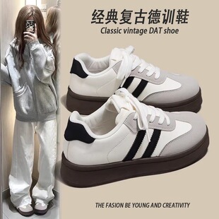 厚底废土风跑步休闲运动学生鞋 复古经典 2026新款 女鞋 子百搭 德训鞋