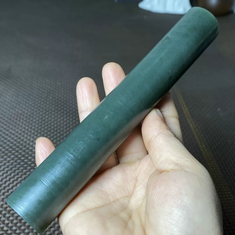 玉石圆柱和田玉山料吊坠青玉原石印章珠子烟嘴挂件无裂F95超划算