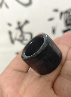 天然和田玉青花籽料扳指男款霸气青花玉指环随身把玩玉器放漏