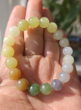 天然和田玉多宝手链碧玉黄玉糖玉白玉男女款一物一图卡10带证D02