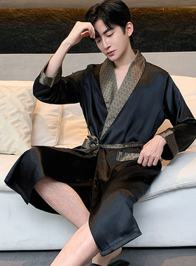 2026新款春秋季冰丝男士睡袍