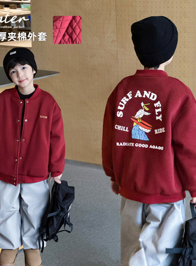cookie kids 冬季款 中小童卡通字母印花加厚红色棉服棒球服外套