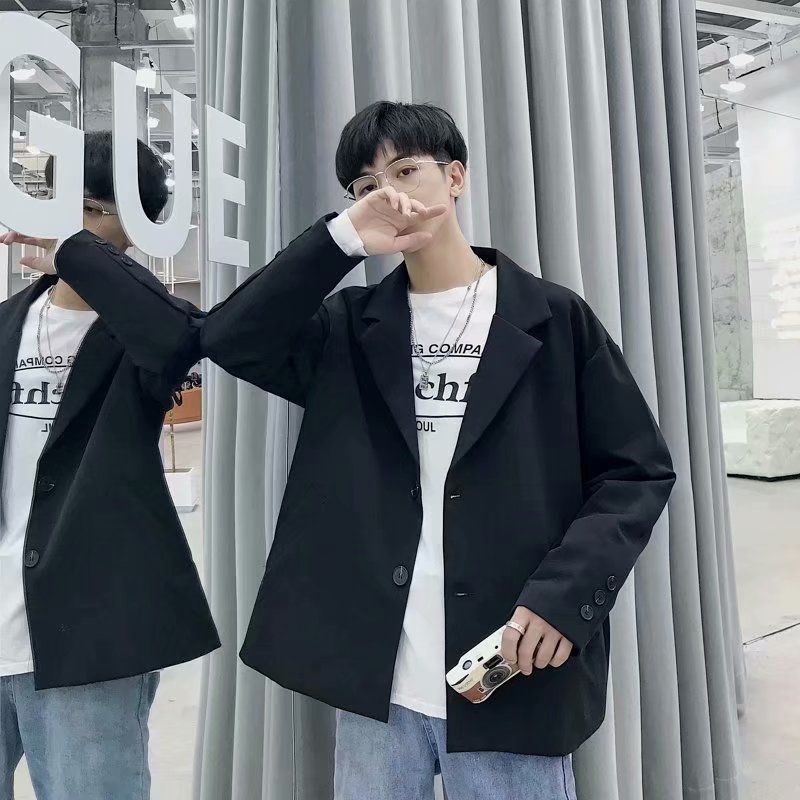 休闲西装外套男春秋宽松dk制服上衣韩版潮流男士套装雅痞帅小西服