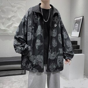 双面穿外套男2023春秋季宽松港风ins潮牌休闲百搭潮流拉链夹克男