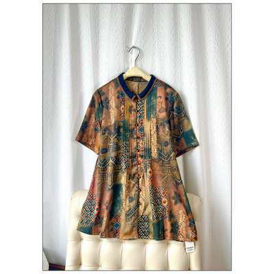 原 130杭州丝绸/重磅桑蚕丝弹力缎妈妈上衣/真丝婆婆衫/