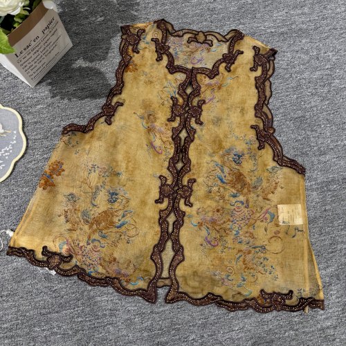 【麒麟送福】新中式国风真丝欧根缎扎染印花刺绣边高级感马甲上衣