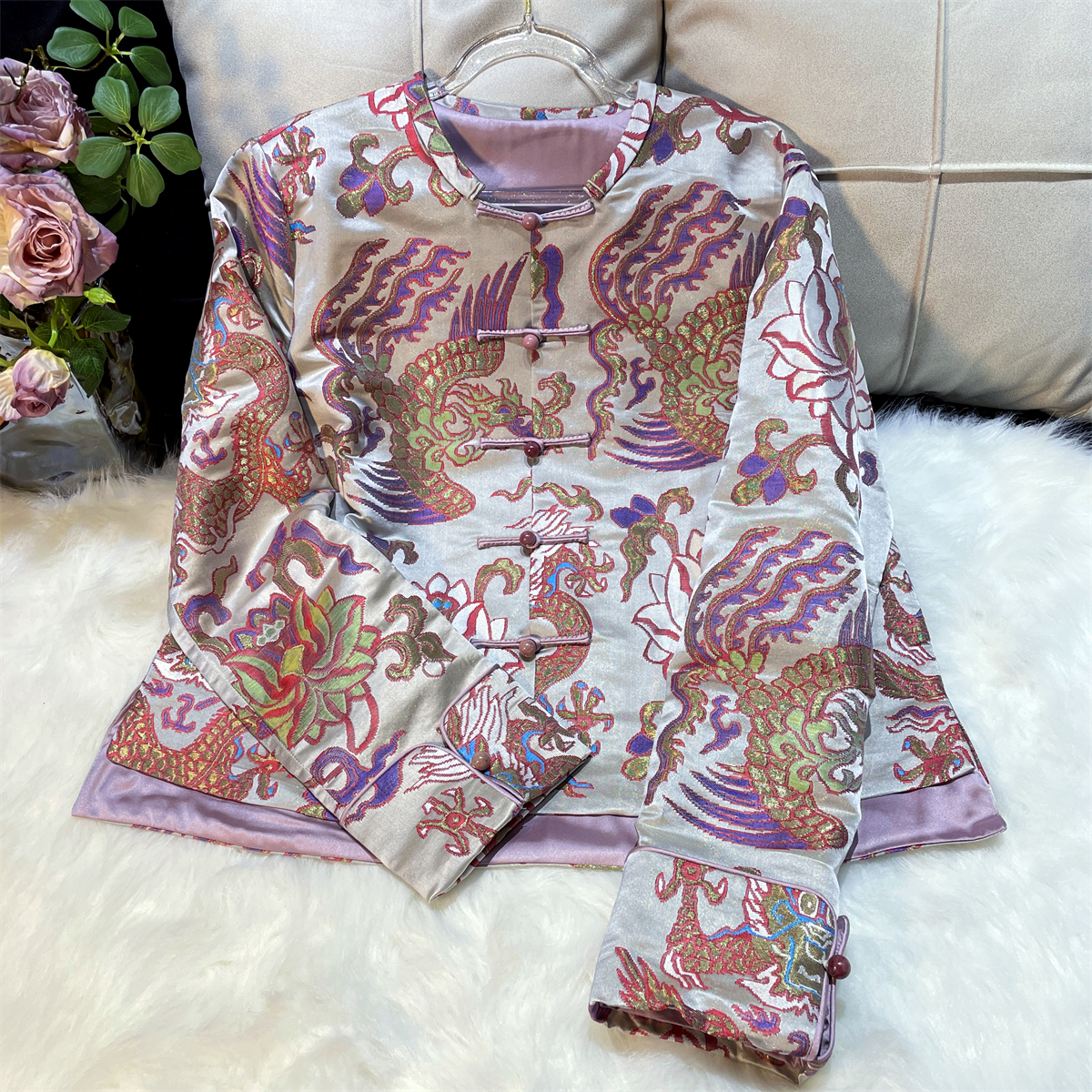 黄裳子真丝妆花云锦中式外套上衣