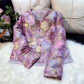 国风真丝妆花云锦盘扣织金高级感外套气质上衣 新中式 紫韵牡丹