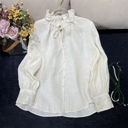 黄裳子亚麻原色松弛感百搭衬衫