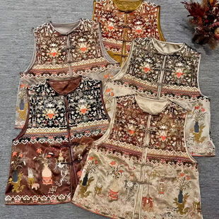 国风重磅醋酸重工刺绣高级感老钱风马甲短上衣 新中式 缠枝铃音