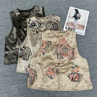 国风重磅醋酸重工刺绣老钱风马甲马夹上衣 新中式 敦煌灵象2.0