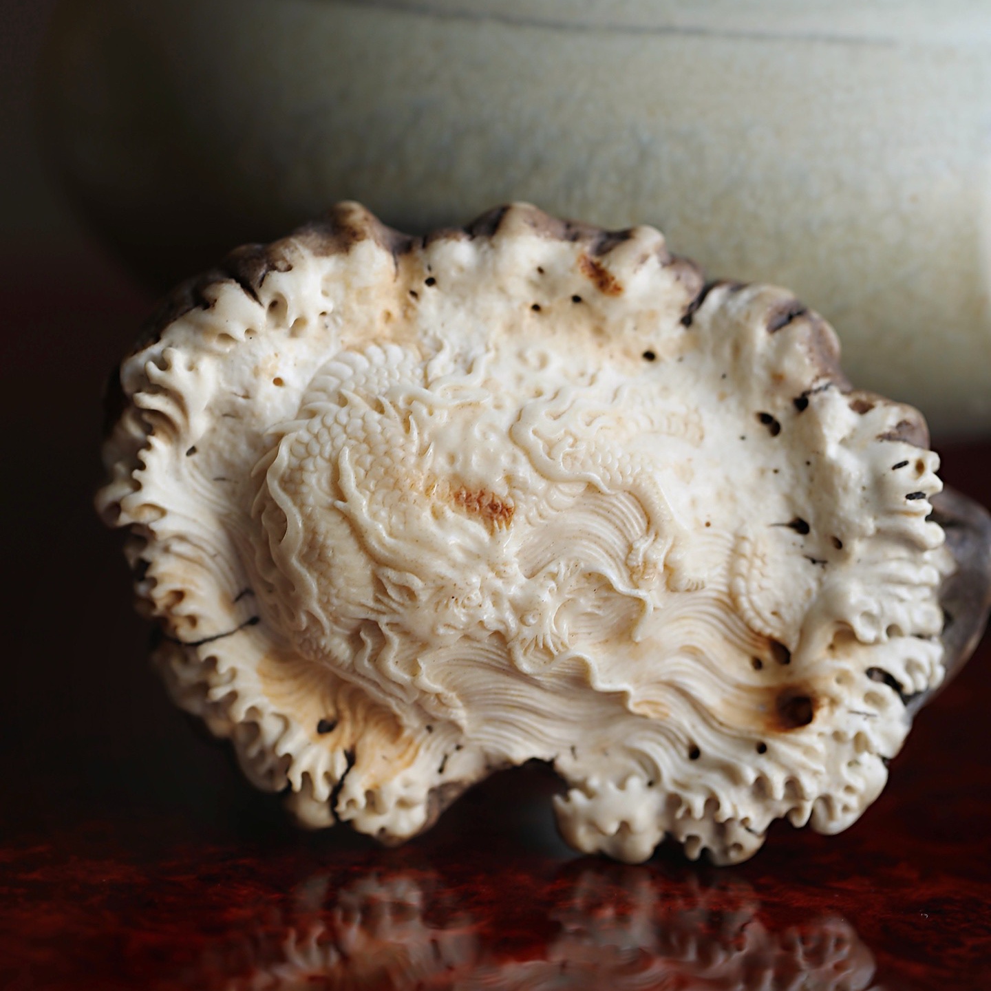 鹿角手工雕刻手把件茶托