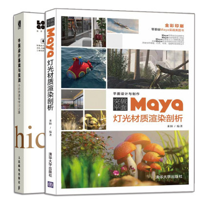 突破平面Maya灯光材质渲染剖析+平面设计基础与实战 2册 小白的进阶学习之路书 平面设计基础教程书 三维动画场景制作技术参考书