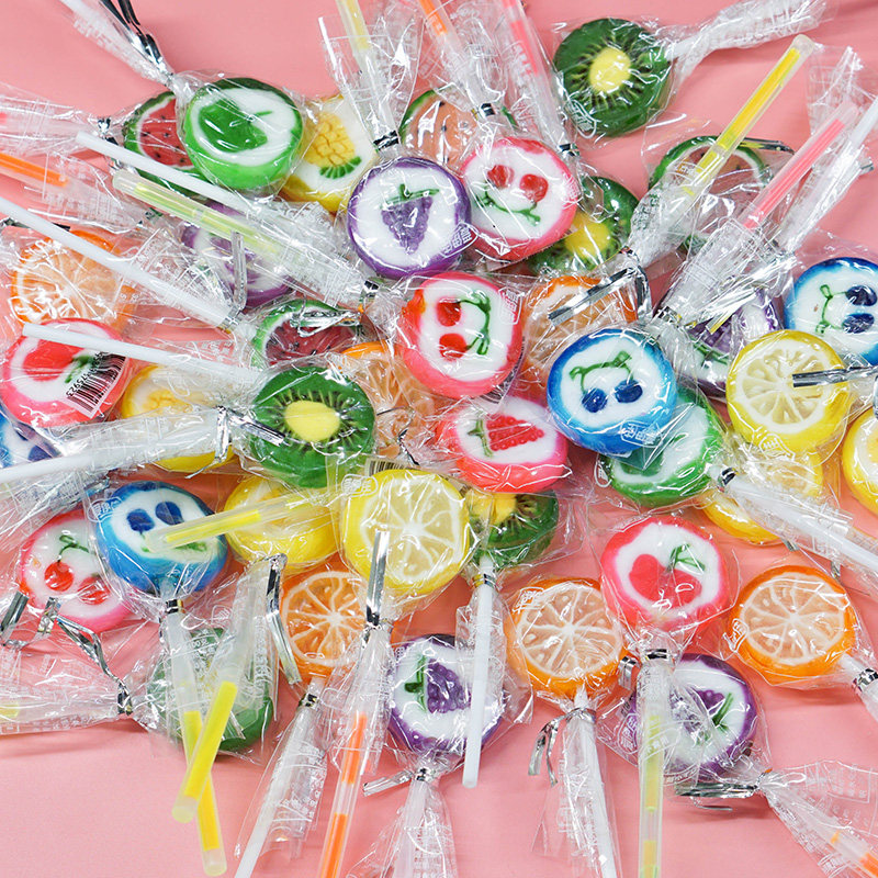 水果味切片棒棒糖10g100支盒装混合口味硬糖果创意礼物零食品