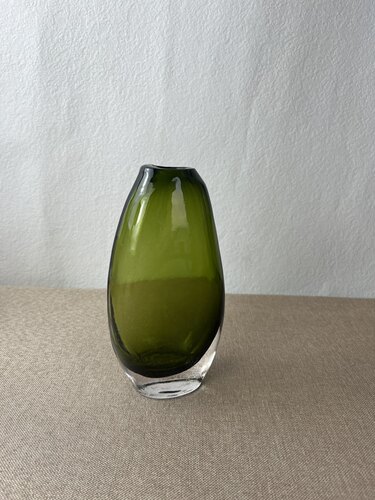 中古vintage绿色手工琉璃花瓶复古人工手作绿色花瓶