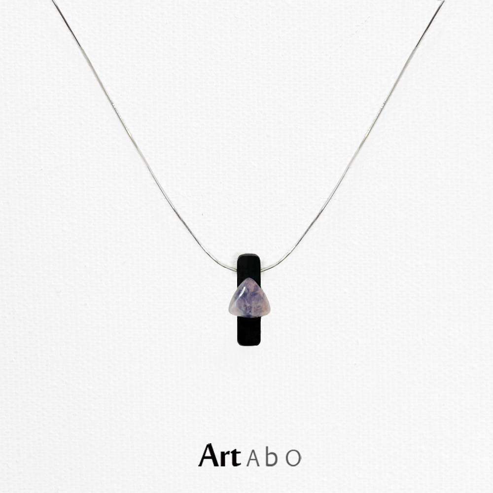 创意穿插纯银项链ArtAbO檀木粉晶