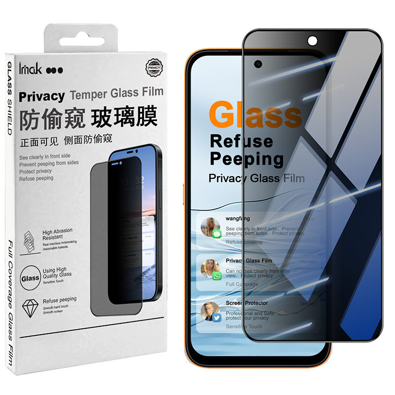 IMAK荣耀Honor X7e 4G全屏防偷窥玻璃膜Honor X7e 4G高清钢化膜Honor X7e 4G手机屏幕保护贴膜