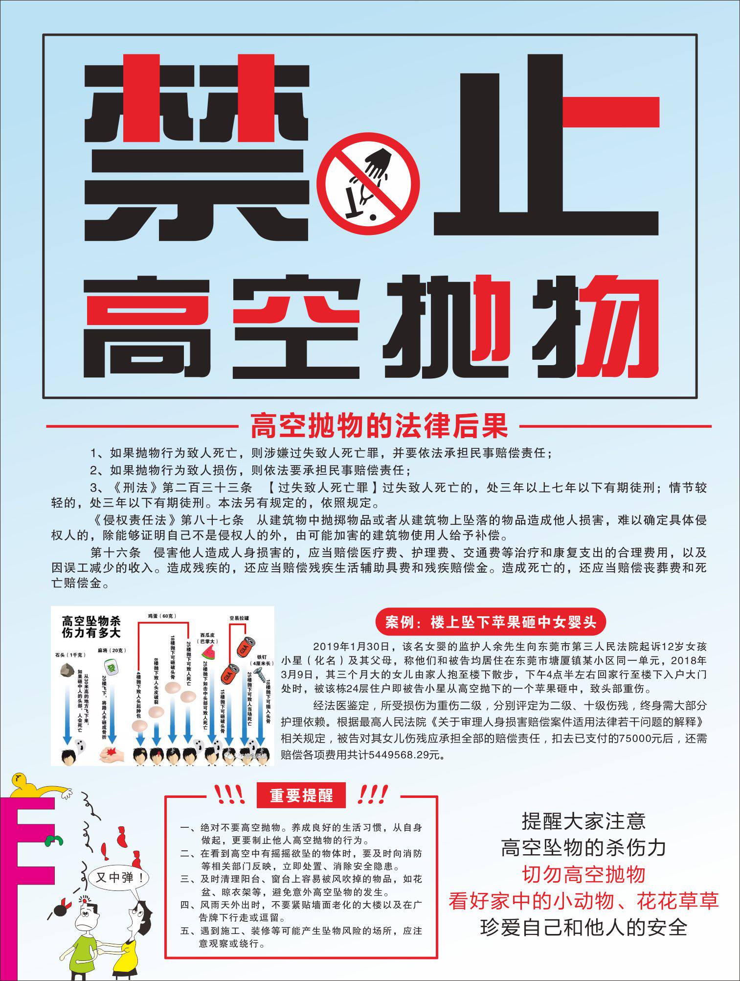 宣传切勿高空抛物标识贴施工装修场所坠物风险当心落物注意安全标牌