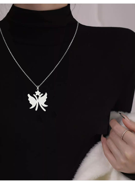 韩系光面大蝴蝶项链毛衣链女秋冬2026新款卫衣链时尚高级感不掉色