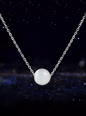 白色猫眼石项链女款高级感小众学生党锁骨链闺蜜生日礼物配饰品潮
