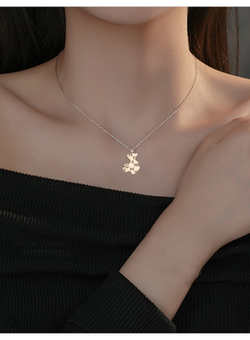 钛钢不掉色小熊项链女嘻哈风百搭锁骨链长款2026年新款潮卫衣链