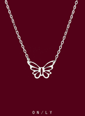 个性甜美气质钛钢银色蝴蝶项链女轻奢小众锁骨链颈链百搭洗不掉色