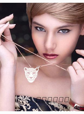 钛钢豹头项链女小众独特设计感锁骨链轻奢精致星星长款毛衣链配饰